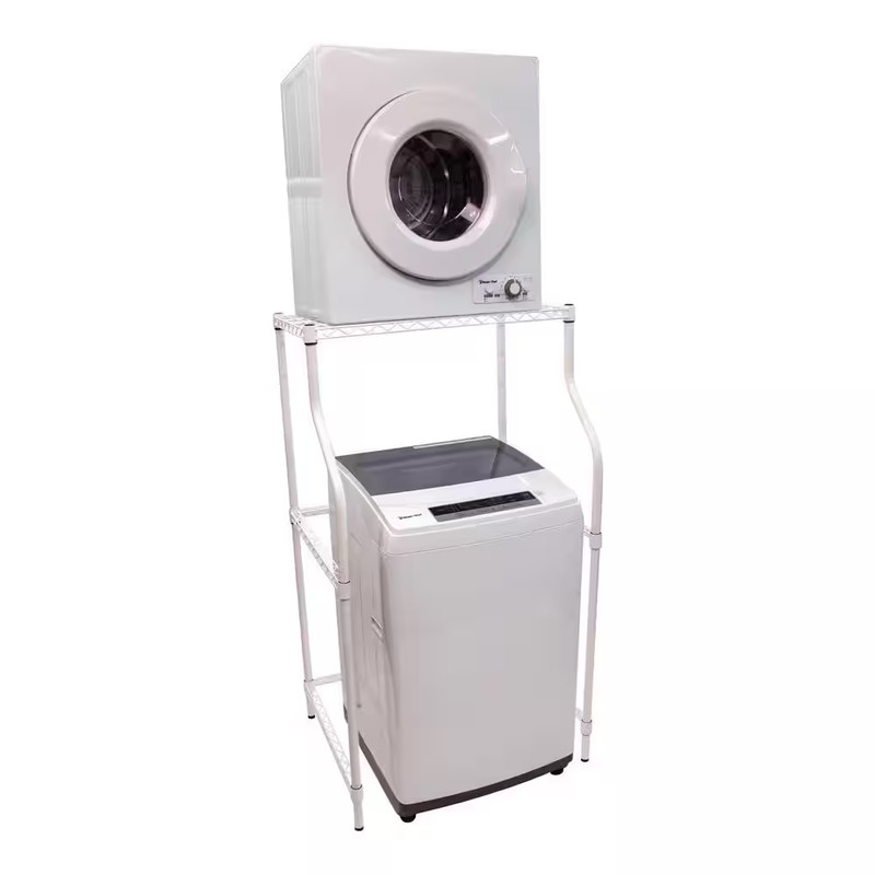 Compact Laundry Appliance Stand Stack Compact Dryer Over Top Washer Stand White gallery