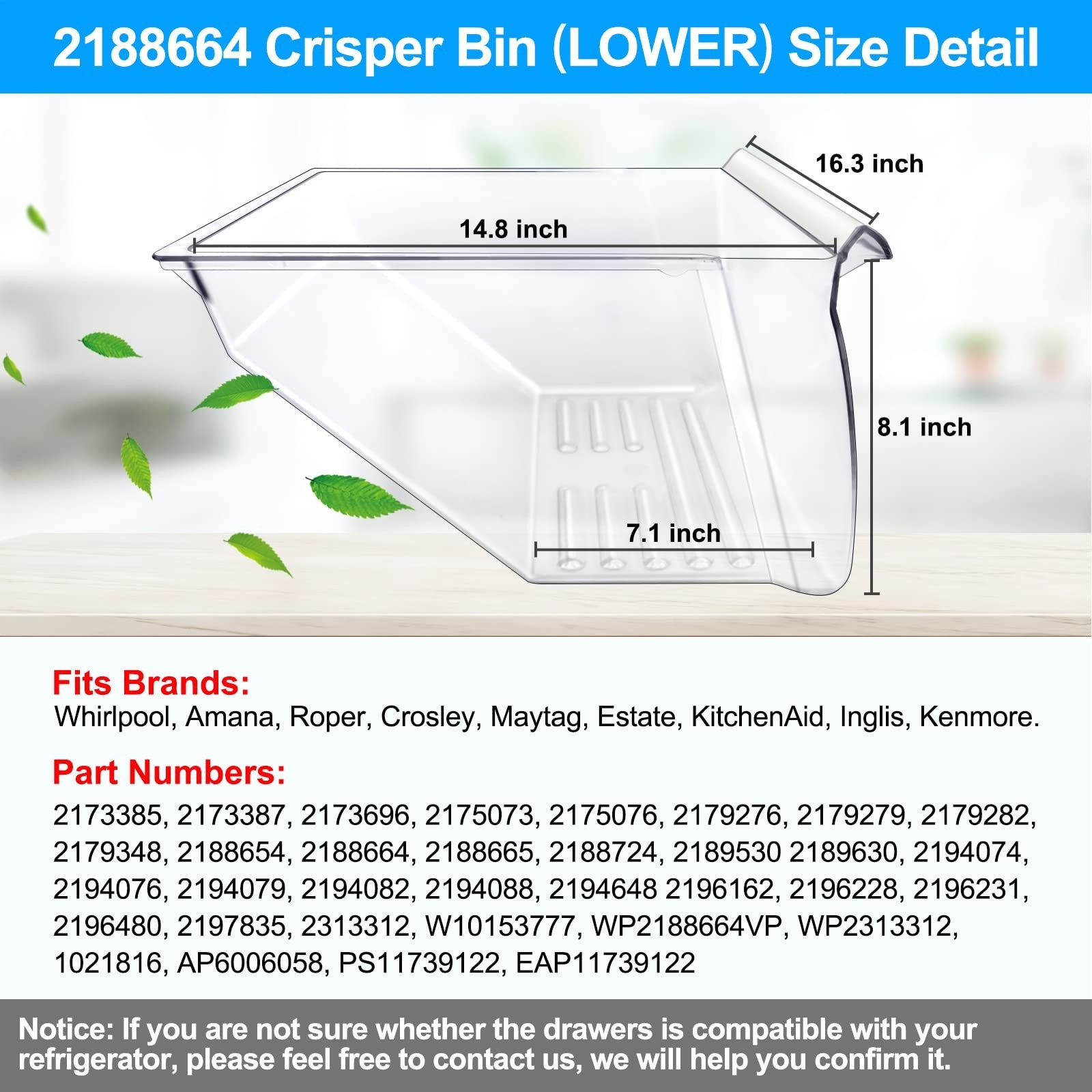 2Pack Upgraded 2188656 (Upper)2188664 (Lower) Fridge Crisper Bin Frigidaire gallery