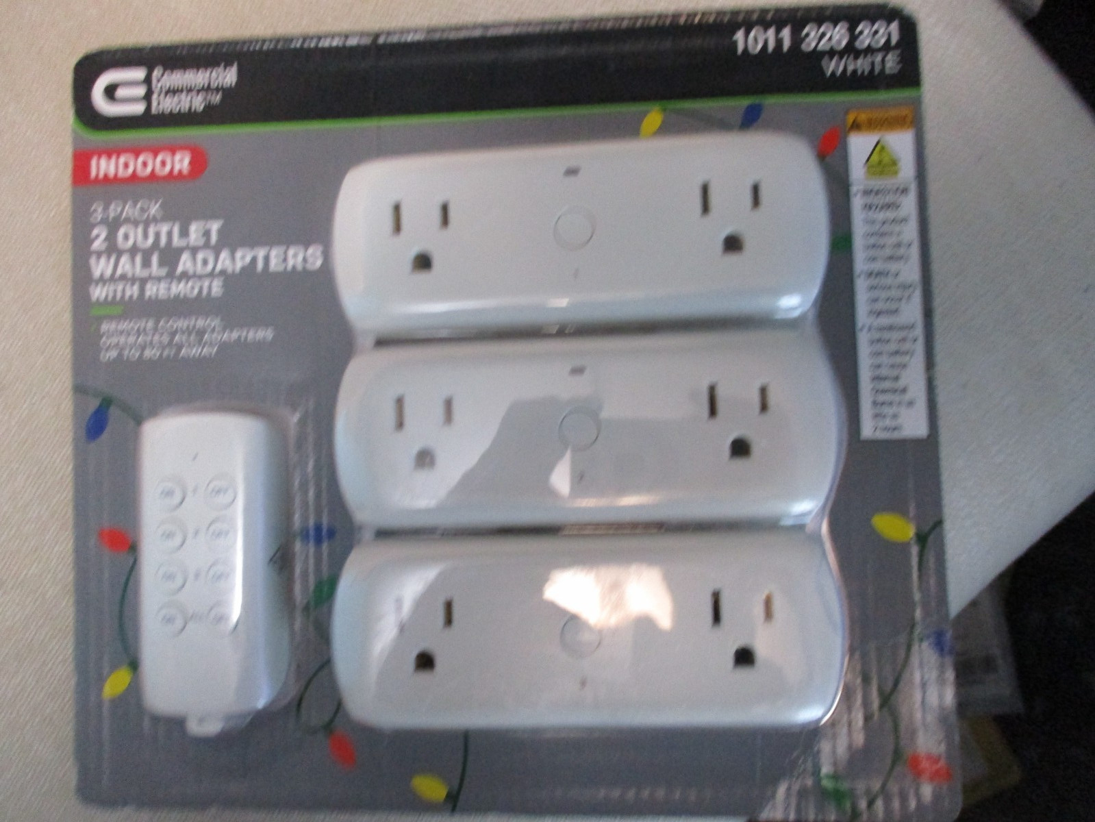 Commercial Electric 3 Pack 2 Outlet Wall Adapters with Remote White NEW gallery