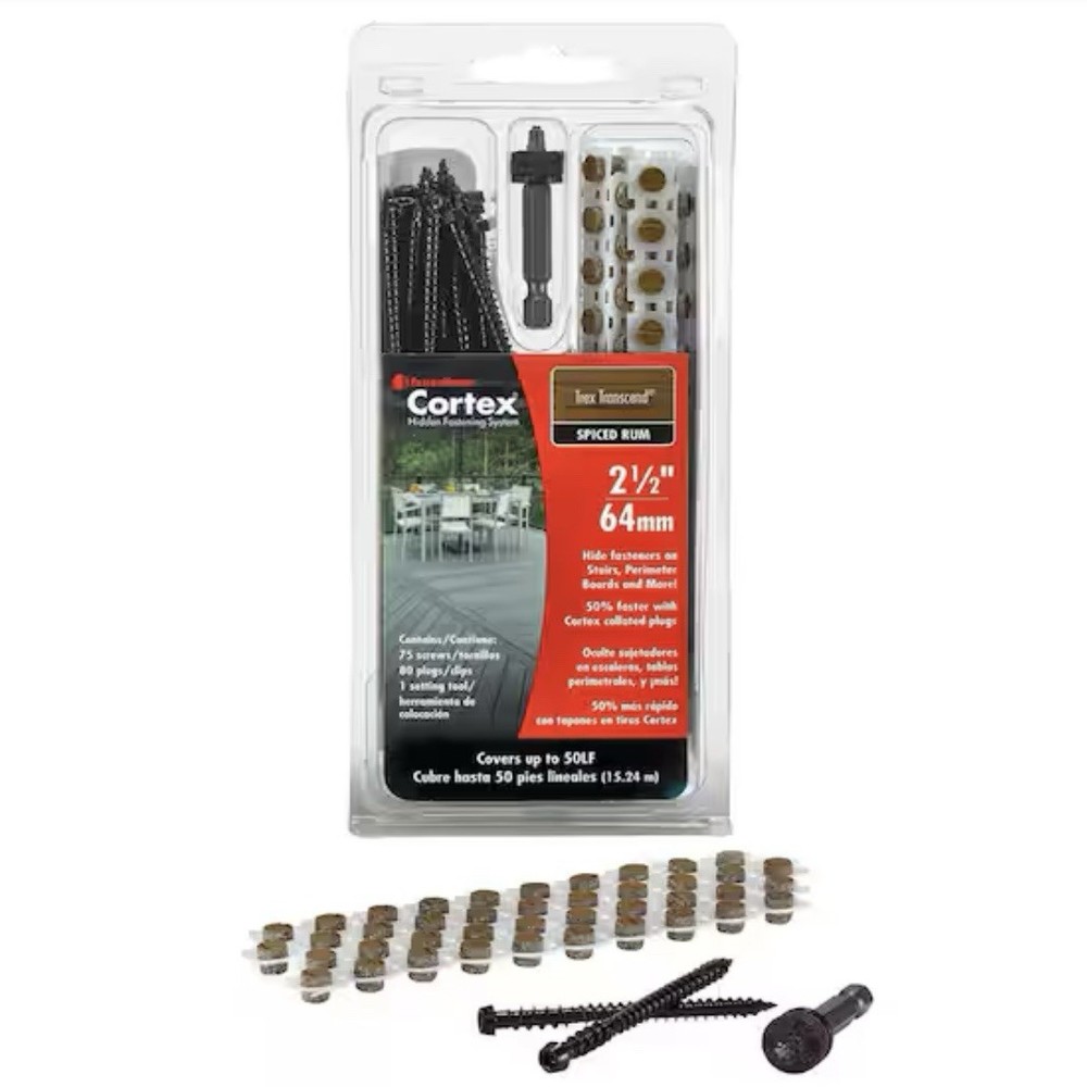 FastenMaster Cortex Trex Transcend 2-1/2" Hidden Fasteners Spiced Rum 75 Screws