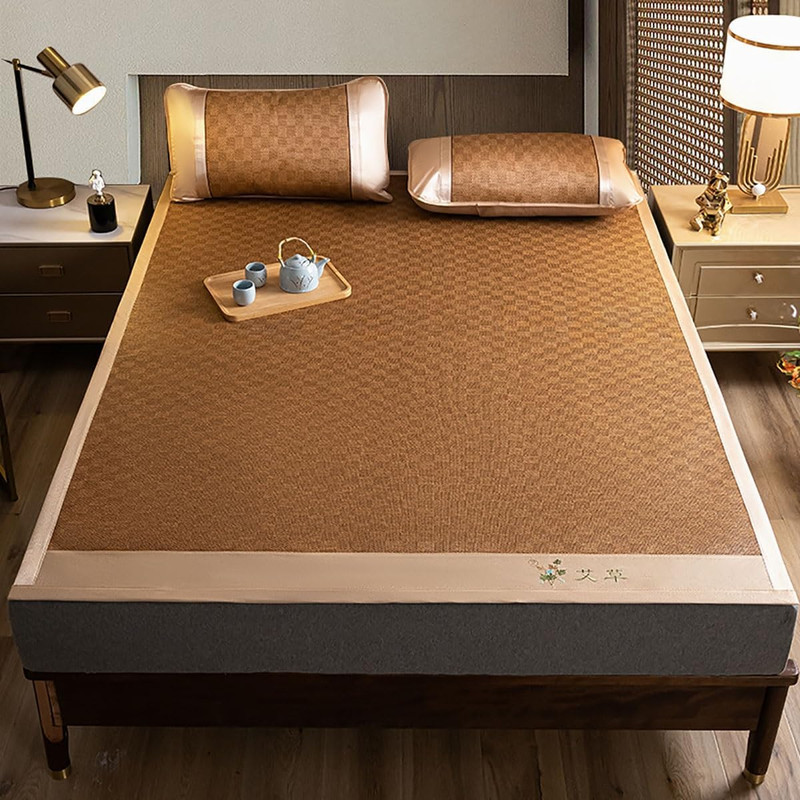 Bamboo Summer Sleeping Mat - Double-Sided, Foldable Cooling Mattress Pad 120cm gallery