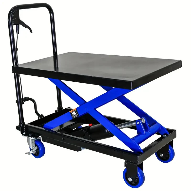 Hydraulic stacker with 500 lbs load capacity and 4 wheels