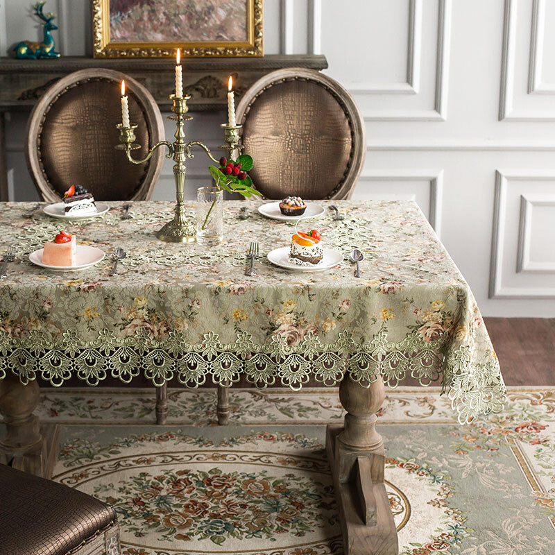 Rustic Lace Tablecloths Rectangle Square Hollow Home Coffee TV Night Table Cover gallery