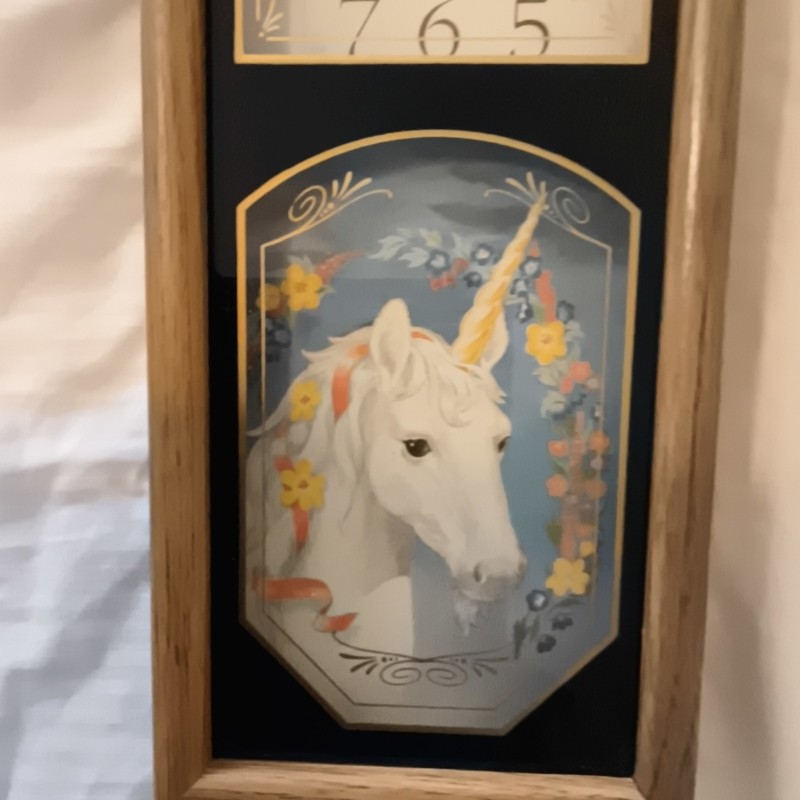 Elgin Rectangular Hanging Wall Clock Analog Wood Frame Unicorn Floral gallery