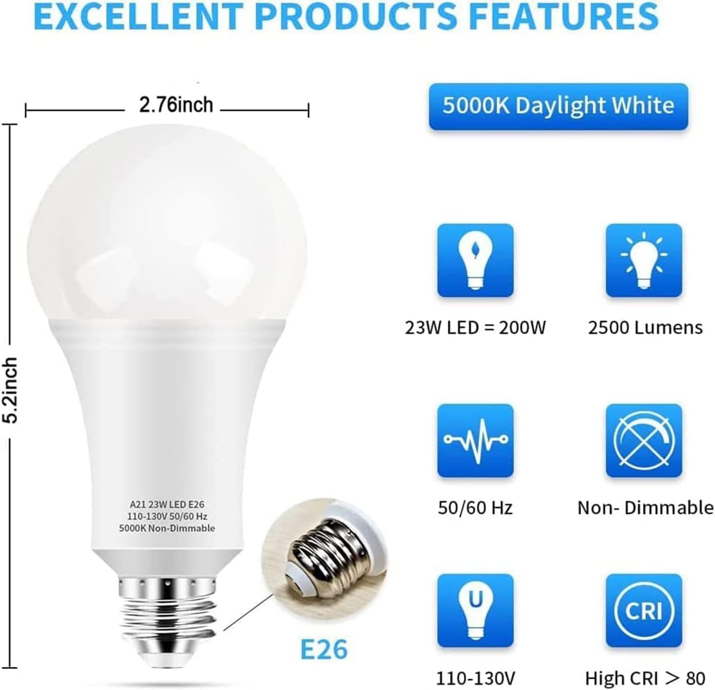 A21 LED Light Bulbs 150 Watt Equivalent LED Bulbs Daylight White 5000K 2500 L gallery