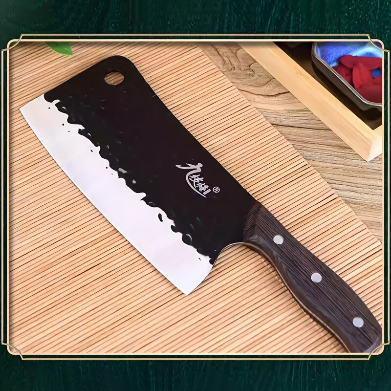 Hand-Forged Bone-Cutting Cleaver Knife - Multipurpose Kitchen Butcher's Tool US gallery