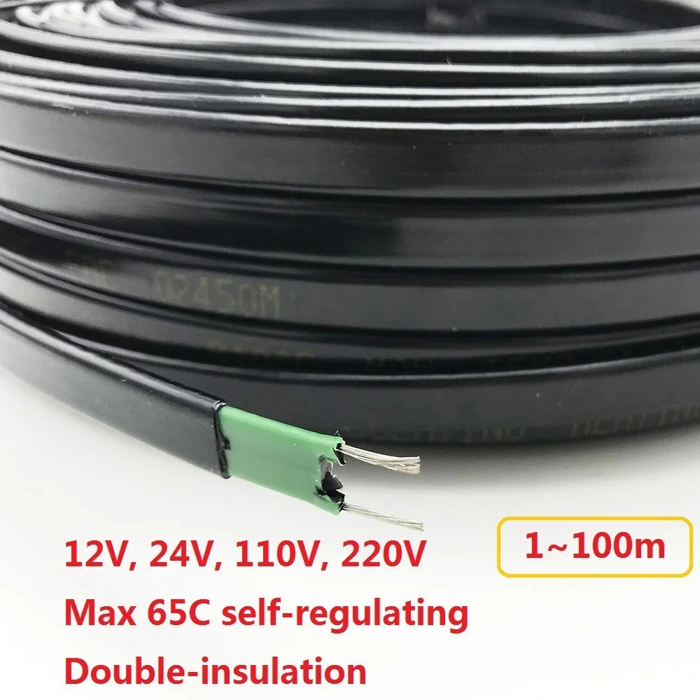 Heating Cable Self Regulating 12V 24V 1-100m Water Pipe Anti Frost Heater Wire