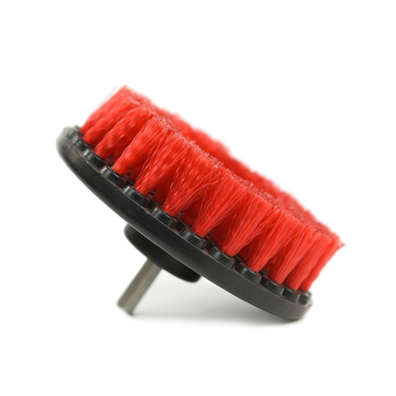 CarCarez Drill Brush stiff Bristle Use w/Power Drill Upholstery Cleaning Red gallery