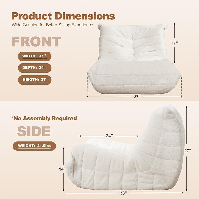 Ergonomic High-Density Memory Foam Bean Bag Chair Gaming Reading Relaxing New gallery