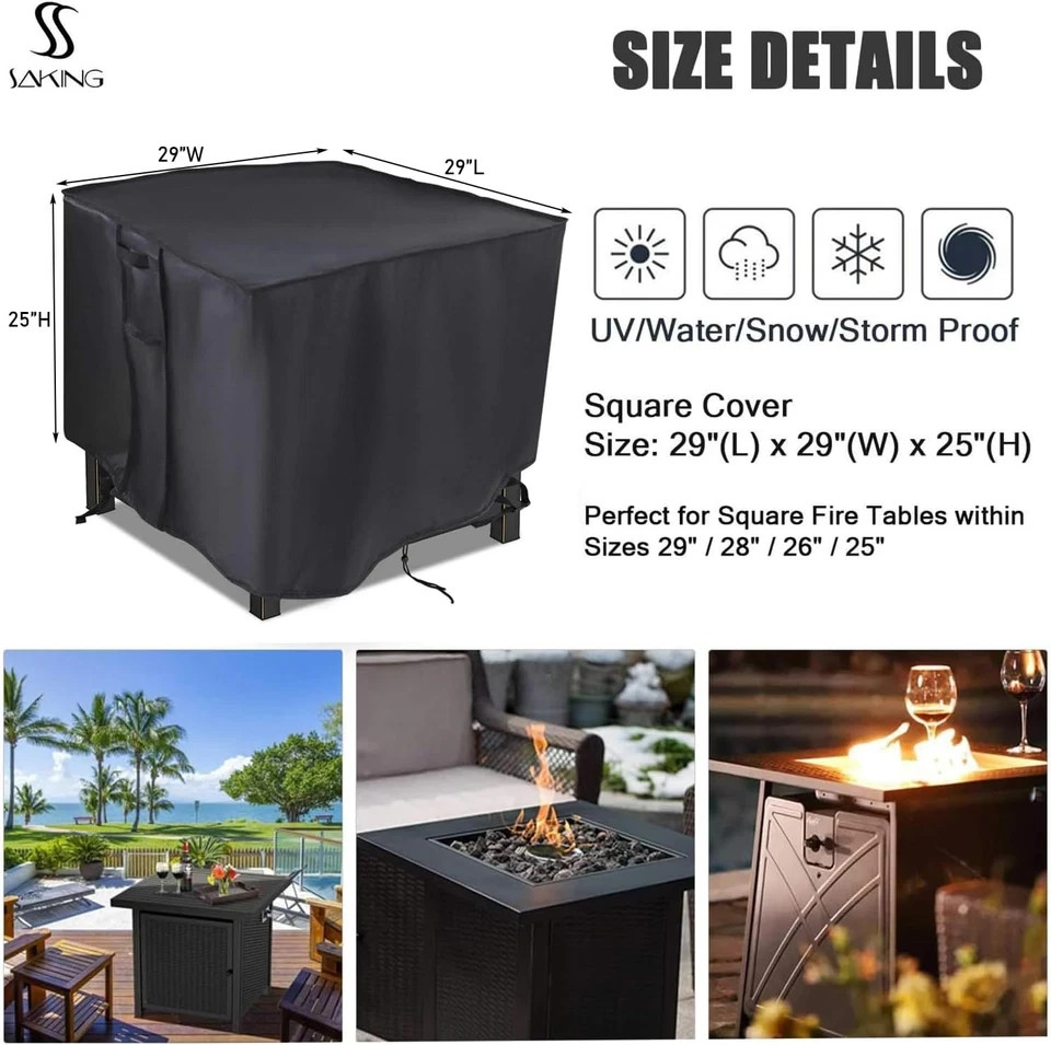 Fire Pit Cover, 28 Inch Firepit Covers Square Gas Fireplace Fire Pit Table Cover gallery
