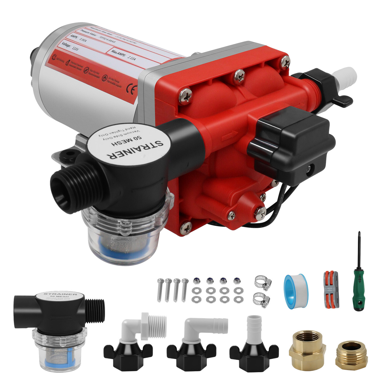 Water Pump 4 Chambers Self-Priming Diaphragm Pump High Pressure Pump 6GPM 70 PSI gallery