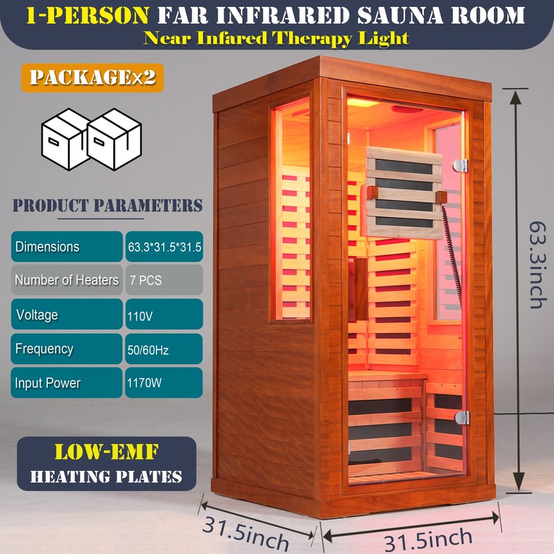 Infrared sauna with red light therapy for 1 person gallery