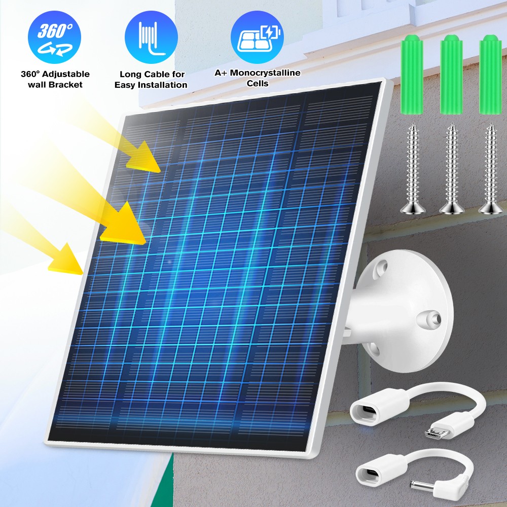5W 5V Solar Panel USB C Power for CCTV Camera Security Battery Charger Outdoor gallery