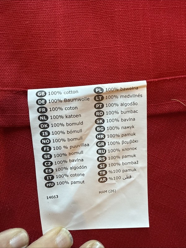 IKEA Ritva Unlined Curtains 55”x 98” Pair (2) Panels Tie Backs 100% Cotton Red gallery