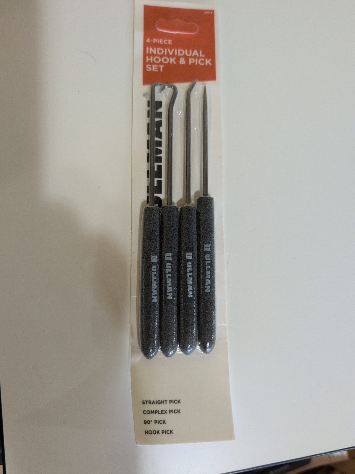 Ullman 4pc Hook & Pick Set Cushioned Handle Straight 90 Deg. Complex Hook CHP4 gallery