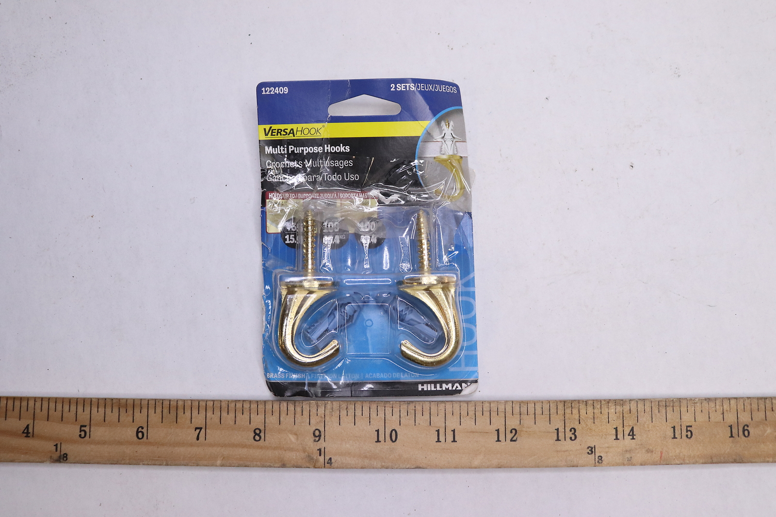 (2-Pk) Hillman Versa Ceiling Hooks Brass Small 75 Lbs. 122409 gallery