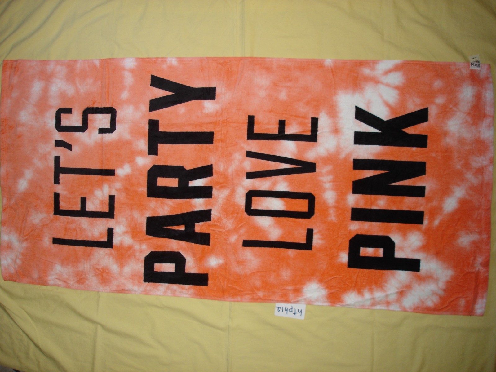NWT New Victoria's Secret Pink Lets Party Large Beach Towel Tie Dye 58" x 28" gallery