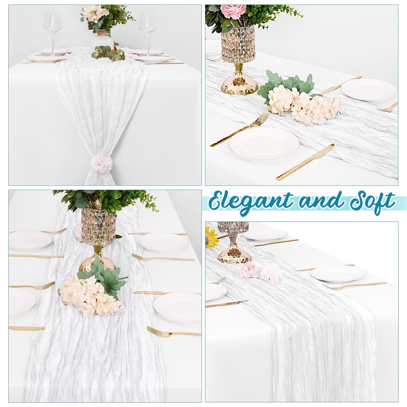 8 PCS White Cheesecloth Table Runner Gauze 10FT 20x120 Inch Rustic Wedding gallery