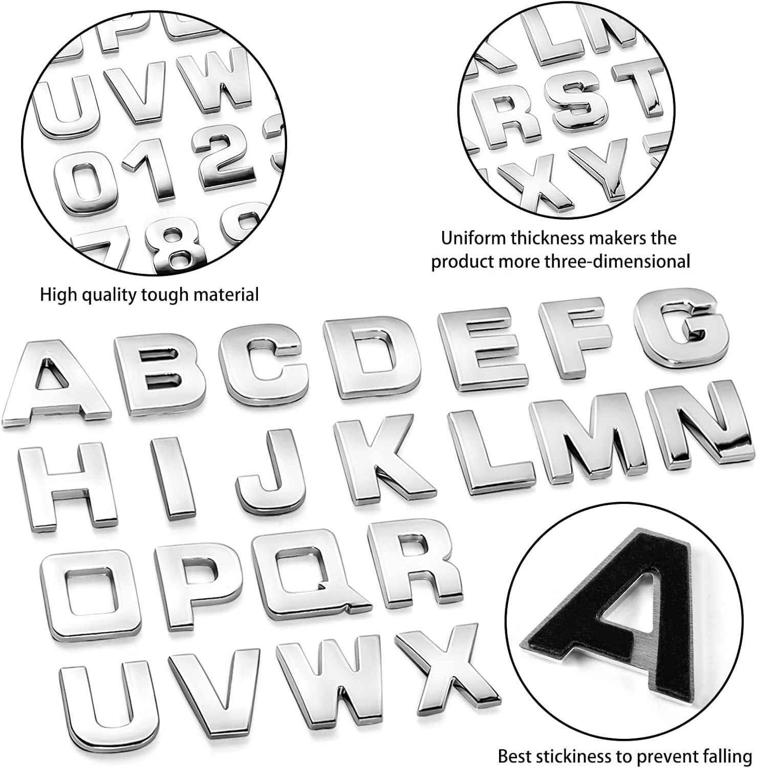43Pcs Car Emblem Letters Sticker DIY 3D Chrome Number Symbol Badge Decal New gallery