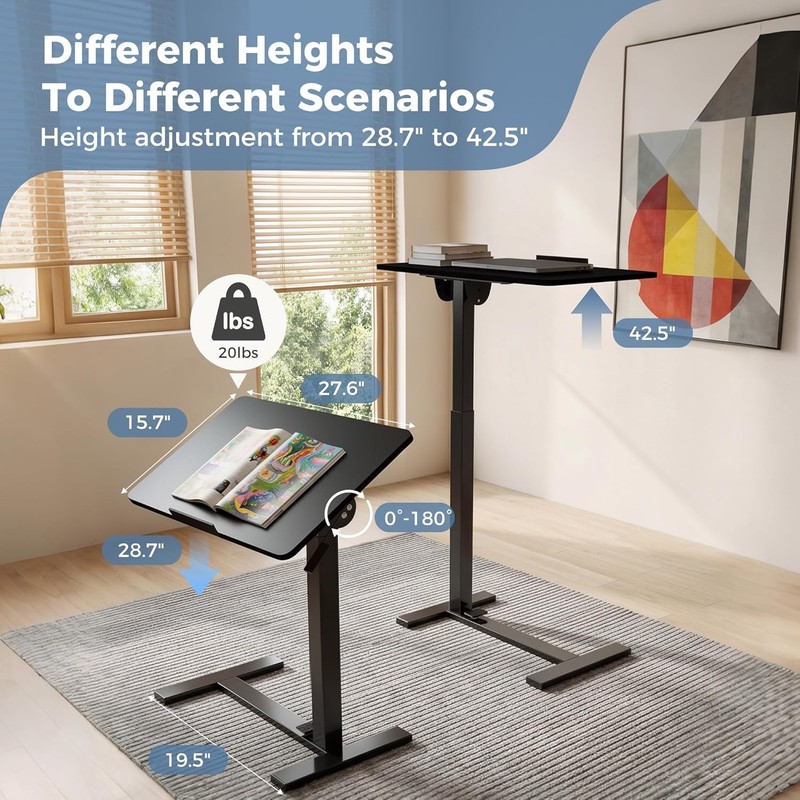 Small Standing Bilateral Inversion Desk,Portable Mobile Desk,Height Adjustable gallery