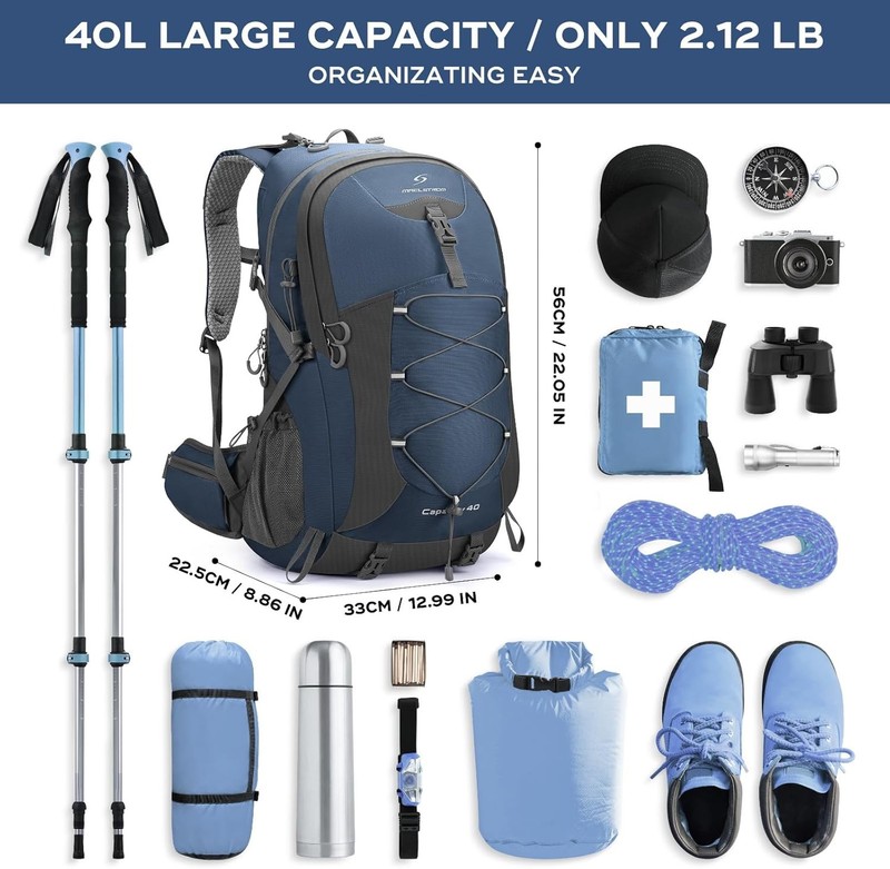 Hiking Backpack ,Camping Backpack,40L Waterproof Hiking Daypack with Ra 2