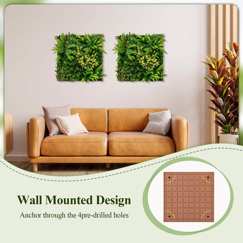 2 Pack Artificial Square Framed Foliage Wall Art w/11 Types of Mixed Faux Plants gallery