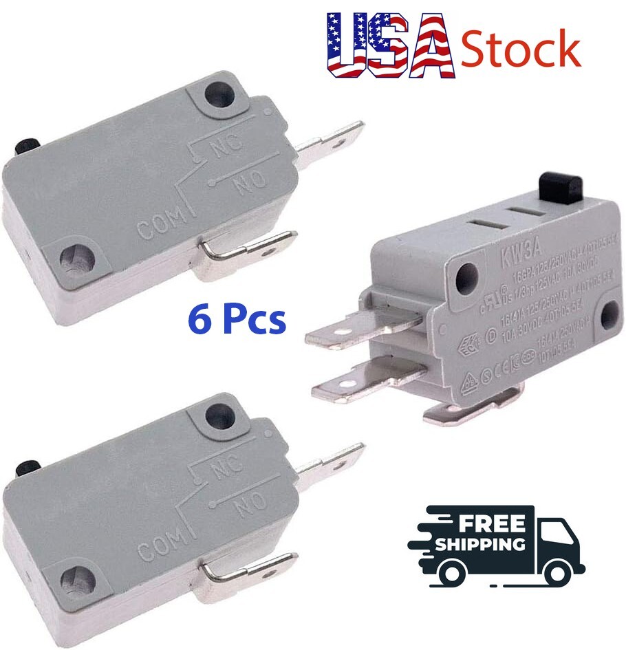 KW3A Microwave Door Switch 2 NO + 1 SPDT 16A 125/250V 2 Packs of 3 - 6 Pcs Total gallery