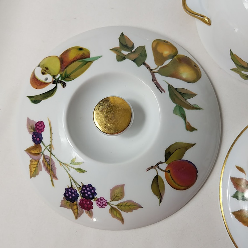 6 PCS ROYAL WORCESTER EVESHAM GOLD 2) COVERED CASSEROLES & BEAN POT *READ* gallery