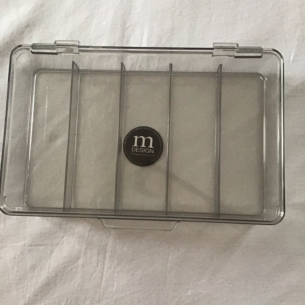 mDesign Clear Plastic Hinged 5 -Part Organizer NWT
