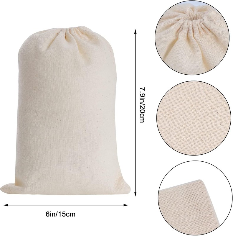 Eco-Friendly 50Pcs Cotton Drawstring Bags - Ideal for Crafts & DIY Projects gallery