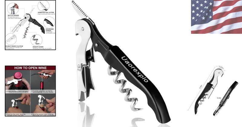 Foldable Heavy-Duty Wine Key with Double Hinged Cork Removal – Elegant & Durable gallery