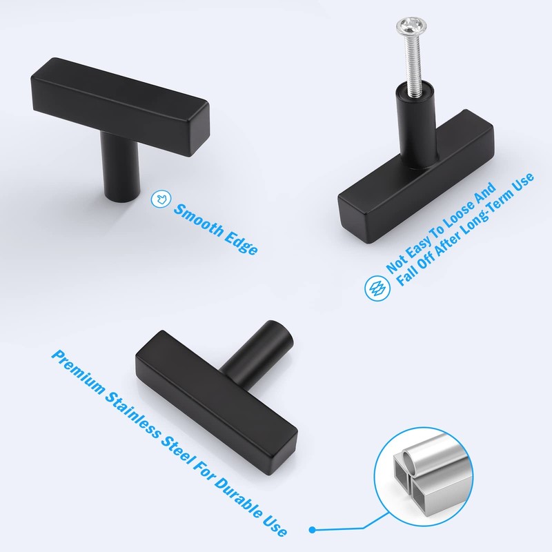 6 Pack Single Hole 2" Black Drawer Knobs and Pulls, Matte Black Cabinet Knobs... gallery