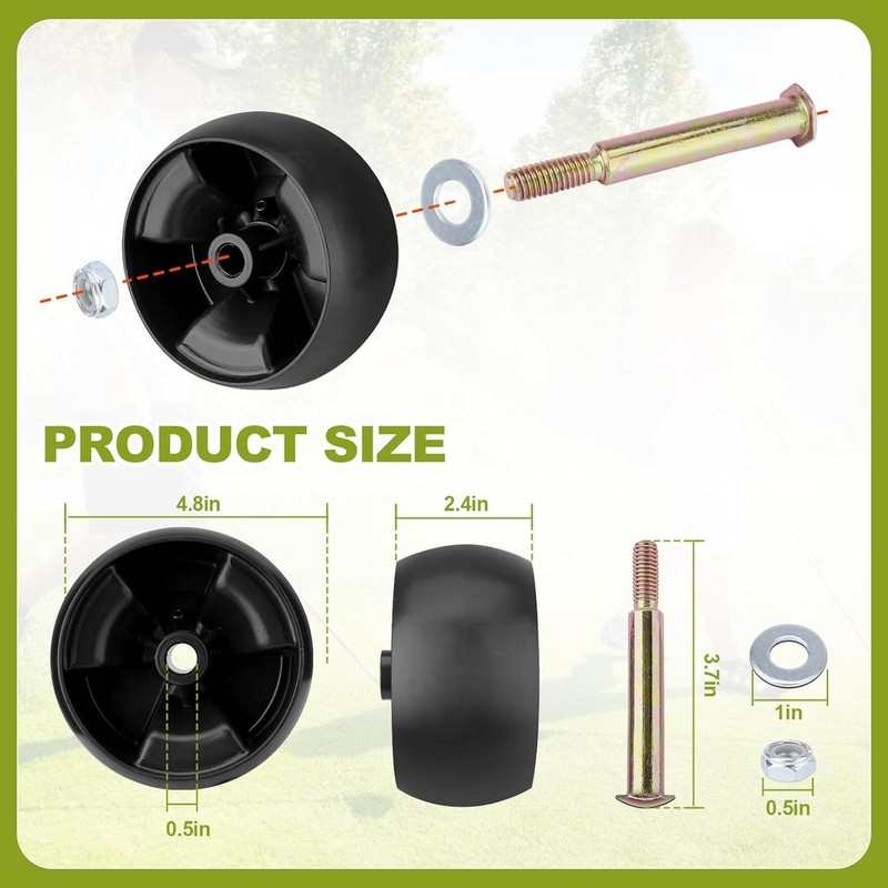 4-Pack 5'' Mower Deck Wheel Kit for MTD & Cub Cadet - Durable Replacement gallery