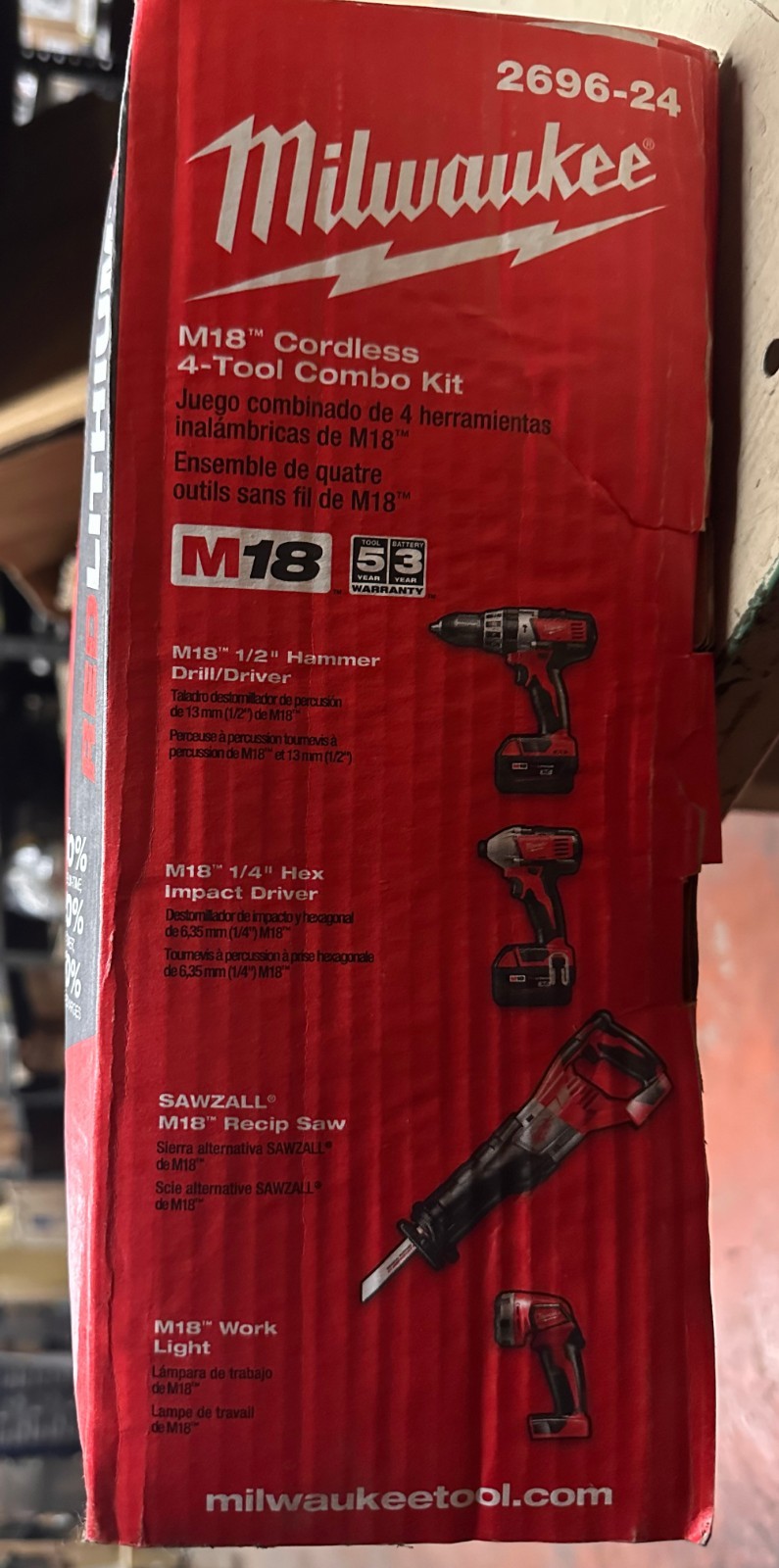 Milwaukee 2696-24 M18 Cordless Combo Tool Kit- Drill/Recip/Impact/Light and more gallery