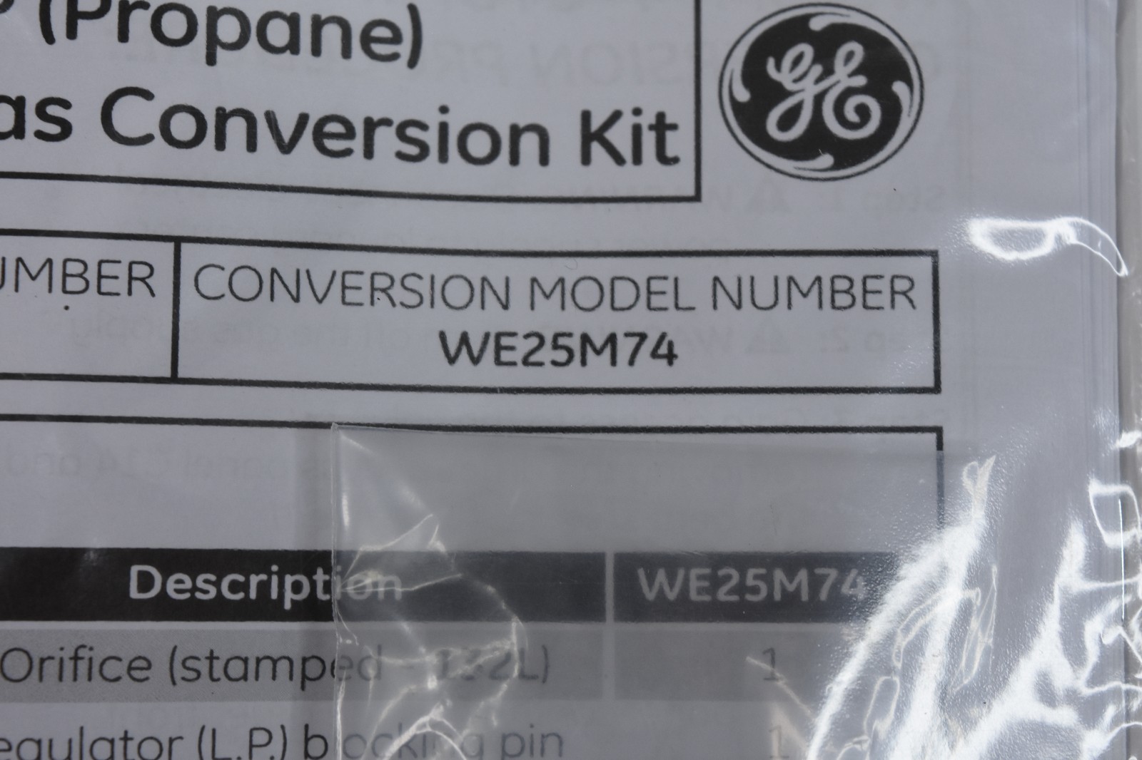 GE WE25M74 Dryer LP Conversion Kit NEW OEM gallery