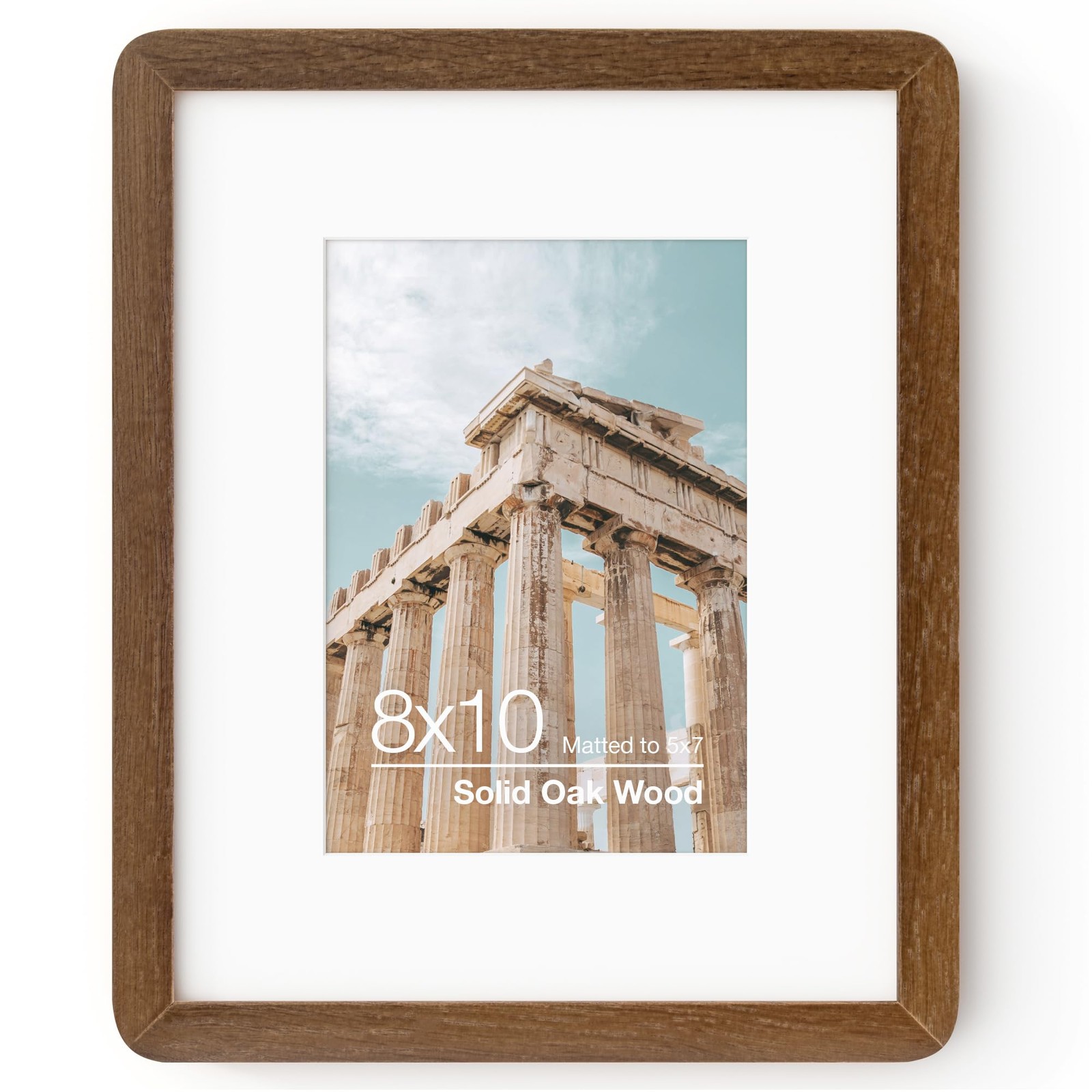 8x10 Solid Oak Wood Photo Frame | 8x10 Picture Frame With Mat For 5x7 | Plexi... gallery