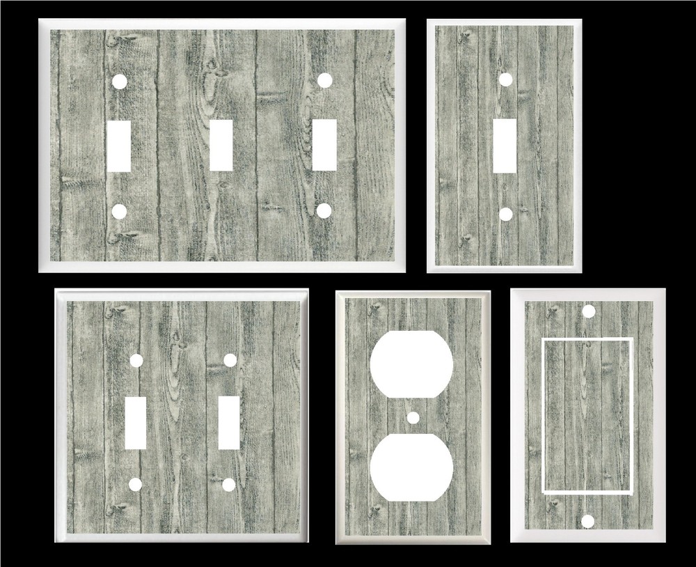RUSTIC BARN BOARD IMAGE GRAY LIGHT SWITCH COVER PLATE OR OUTLET COVER HOME DECOR