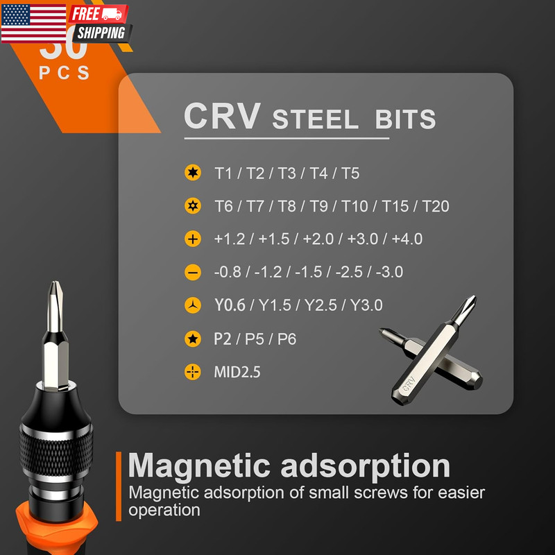 24Pcs Small Precision Screwdriver Set with Torx T5 T6 T8 T9, Y00, Star P5, Mini gallery
