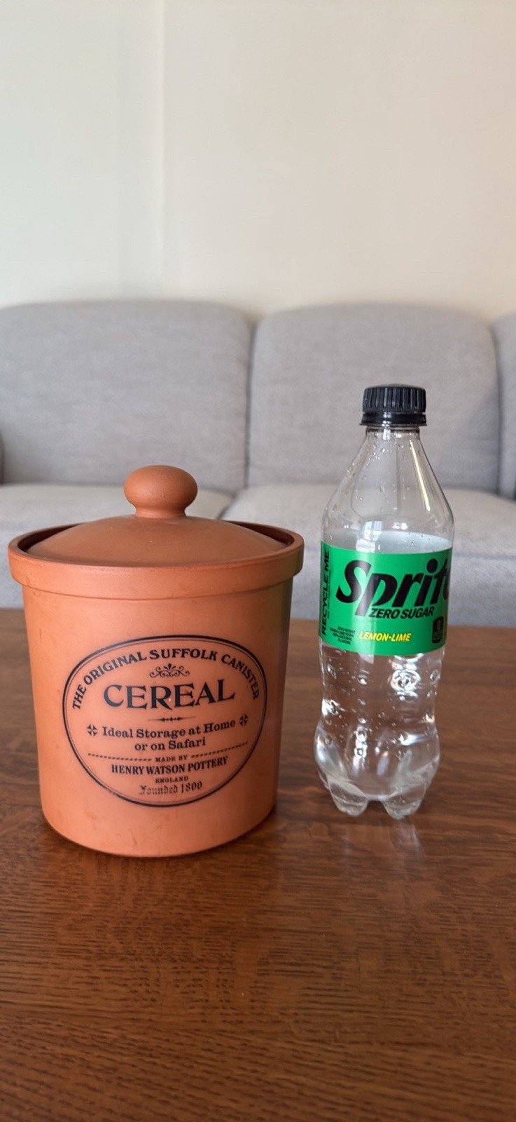 Henry Watson Pottery Terracotta Cereal Canister w/ Lid 10 oz Vintage Retro gallery