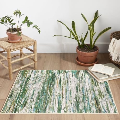 2x3 Green Grey Multi Modern Abstract Rug 2' x 3' (Rectangular) Green/Grey/Multi gallery