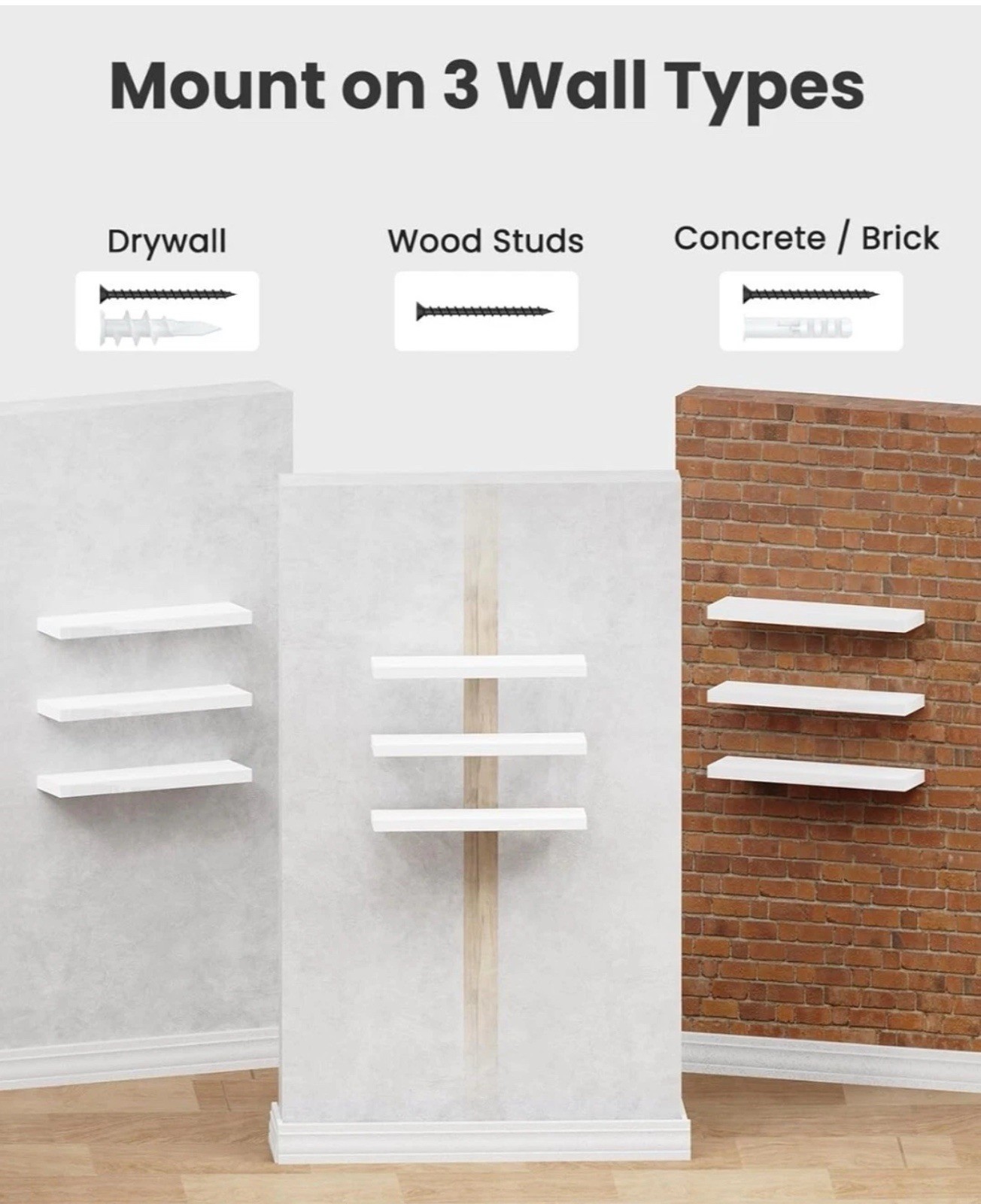 AMADA HOMEFURNISHING Floating Shelves, Wall Shelves for 15.7 Inches White gallery