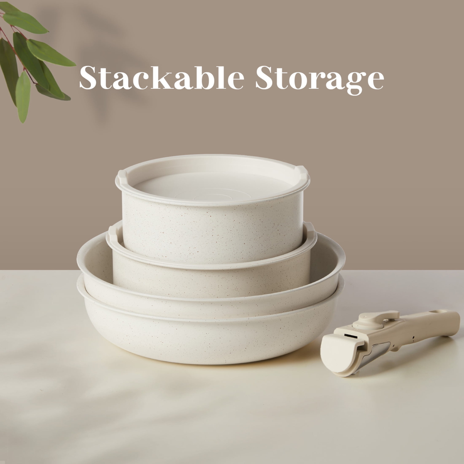 Non-Stick Pots and Pans Cookware Set with Detachable Handle for Kitchen 12pcs gallery