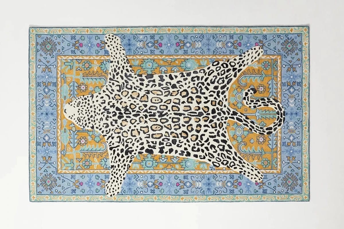 9x12 ft Octavia Leopard Blue & Gold Modern Hand-Tufted 100% NZ wool| India Rug gallery
