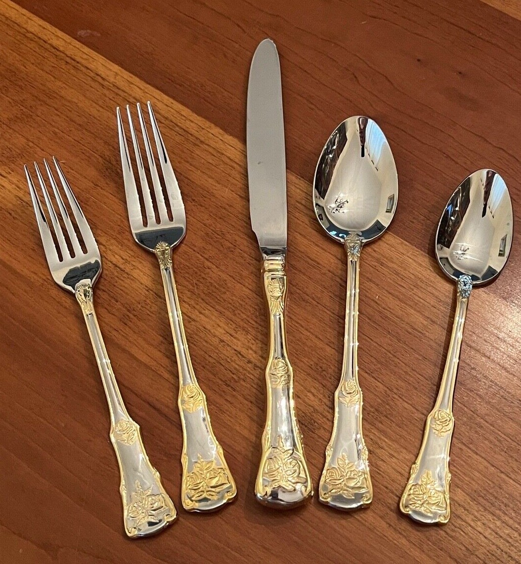 Royal Albert OLD COUNTRY ROSES Gold Accent 18/10 Stainless Flatware - Choice gallery