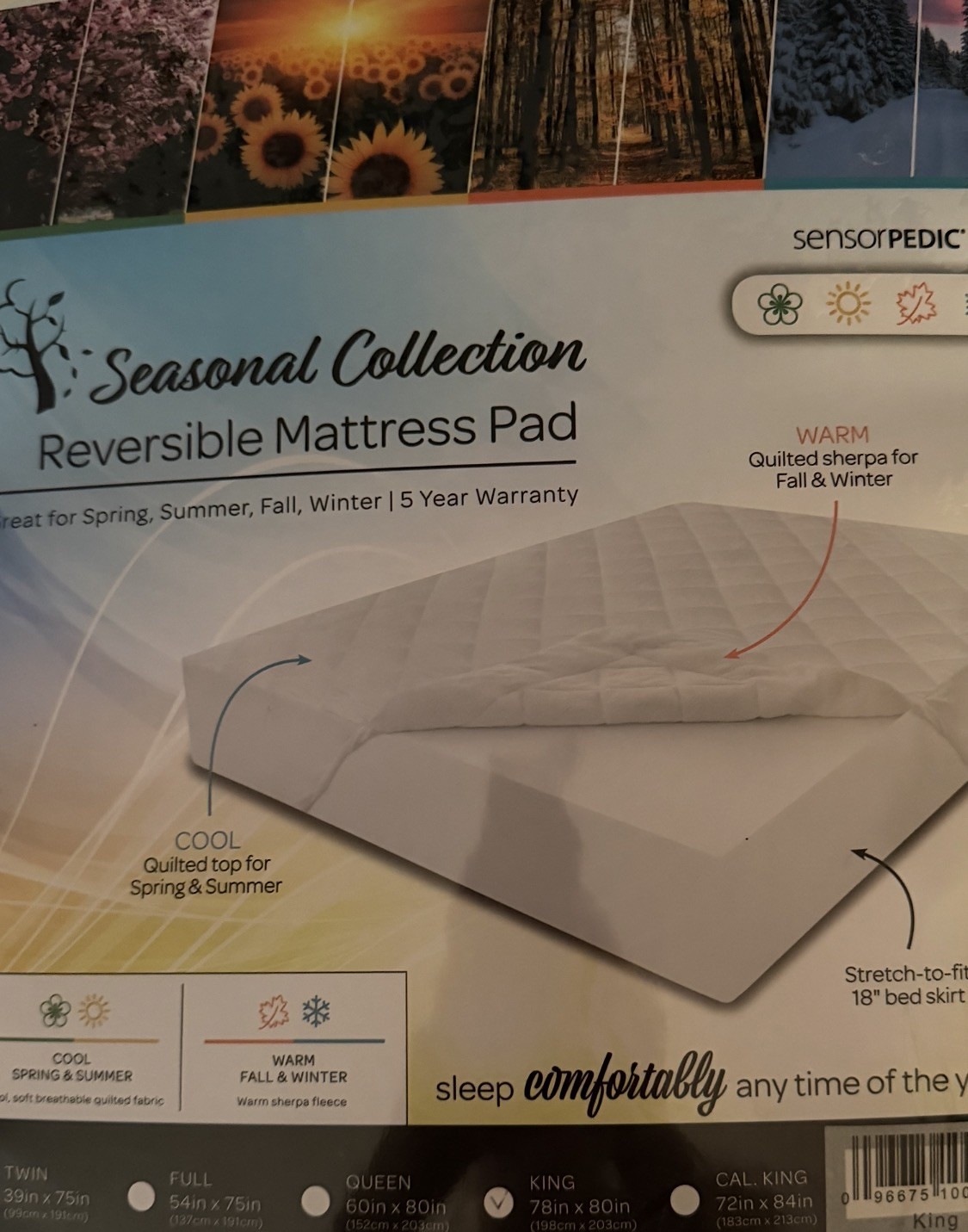 SensorPEDIC All Seasons Reversible Mattress Pad King size $61 in store gallery