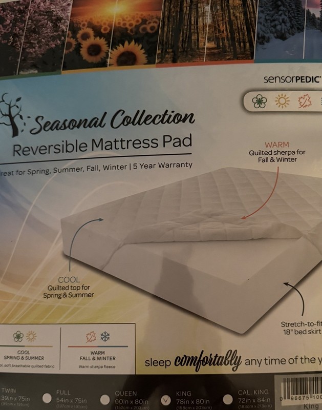 SensorPEDIC All Seasons Reversible Mattress Pad King size $61 in store gallery