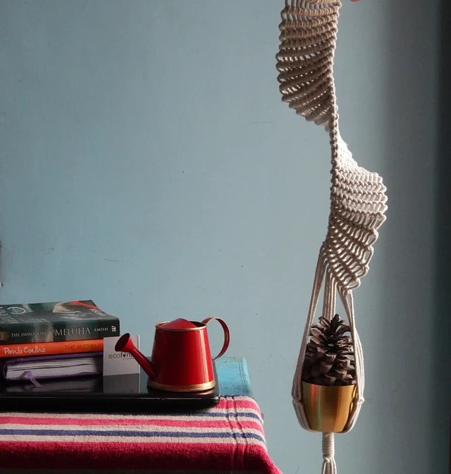 Macrame Plant Hanger Handmade Cotton Rope Hanging Planter for Outdoor (Size 36") gallery