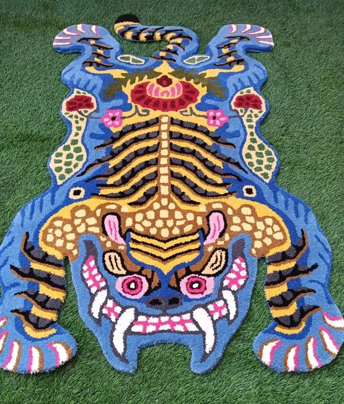Hand Tufted Tibetan Tiger Rug Multicolored Rug Hand Tufted Area Rug gallery