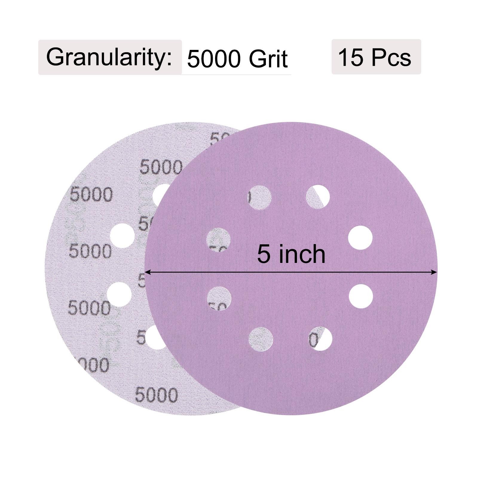 15Pcs 5-Inch Purple Sanding Discs 5000 Grit 8 Hole Hook and Loop Sand Paper gallery