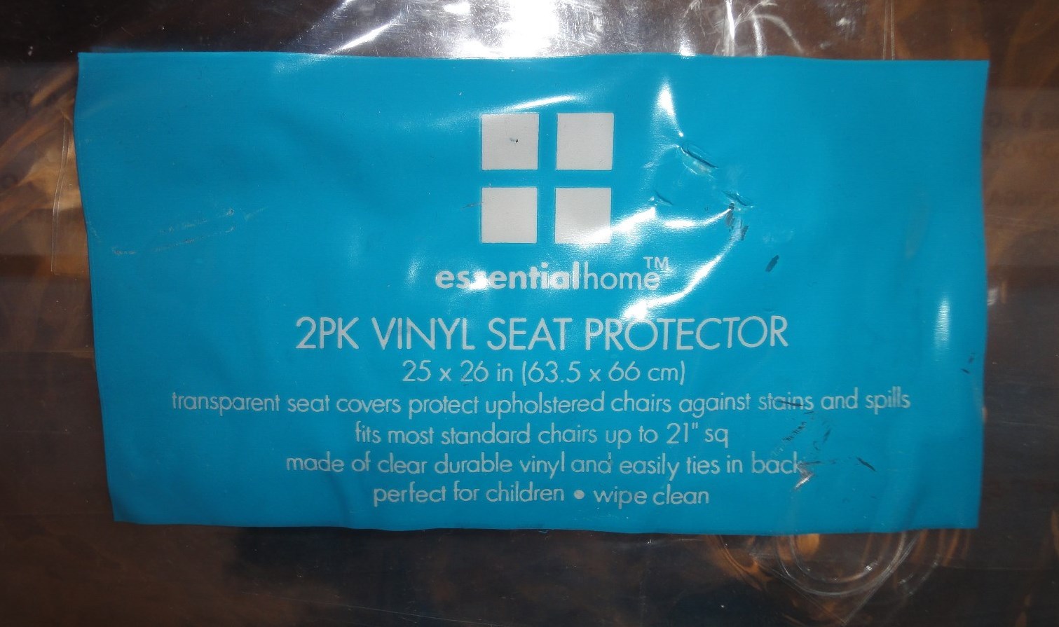 Essential Home 2 Pack Vinyl Transparent Seat Protector / Cover 25x26 in / Clear gallery